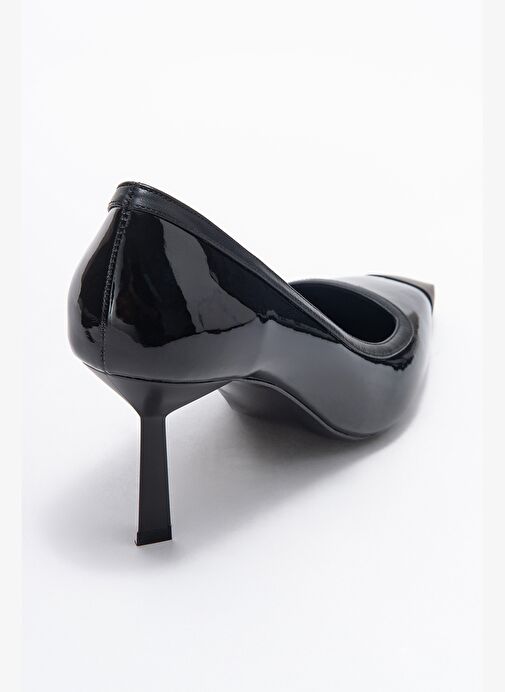 RONA Siyah Rugan Mat Burunlu Kadın Topuklu Ayakkabı - Görsel 6