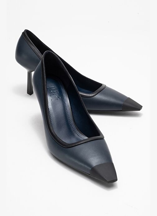 RONA Lacivert Cilt Mat Burunlu Kadın Topuklu Ayakkabı - Görsel 2