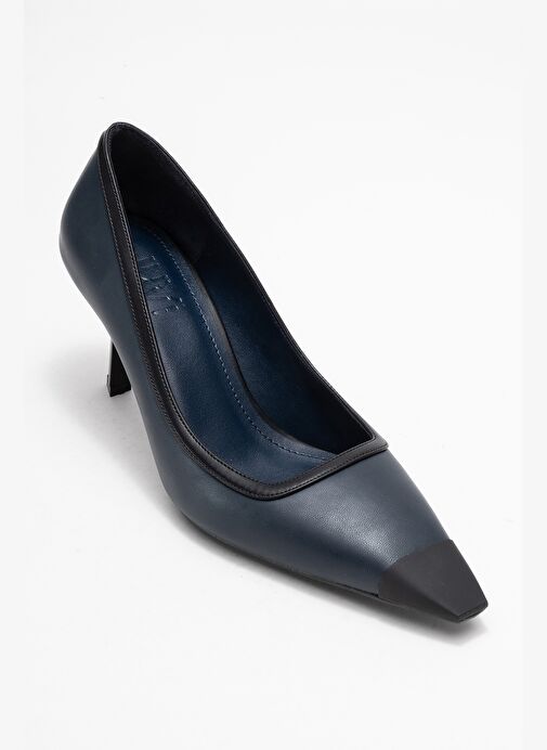 RONA Lacivert Cilt Mat Burunlu Kadın Topuklu Ayakkabı - Görsel 4