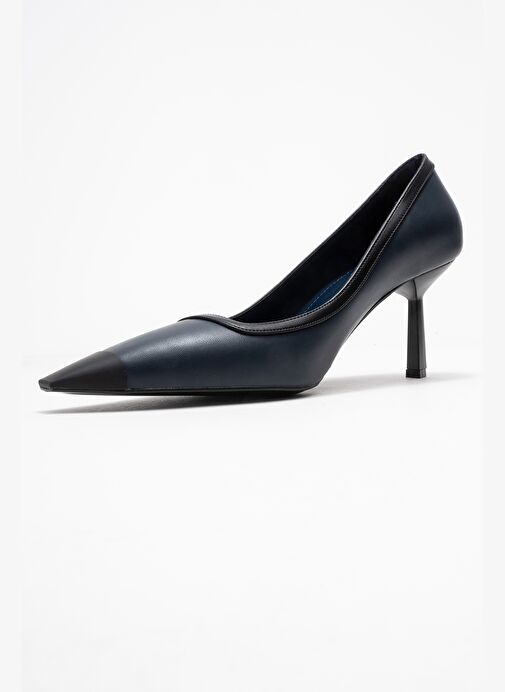 RONA Lacivert Cilt Mat Burunlu Kadın Topuklu Ayakkabı - Görsel 5