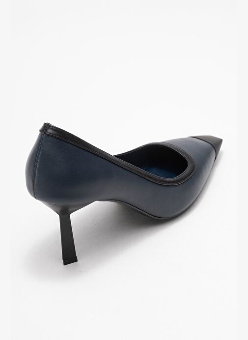 RONA Lacivert Cilt Mat Burunlu Kadın Topuklu Ayakkabı - Görsel 6