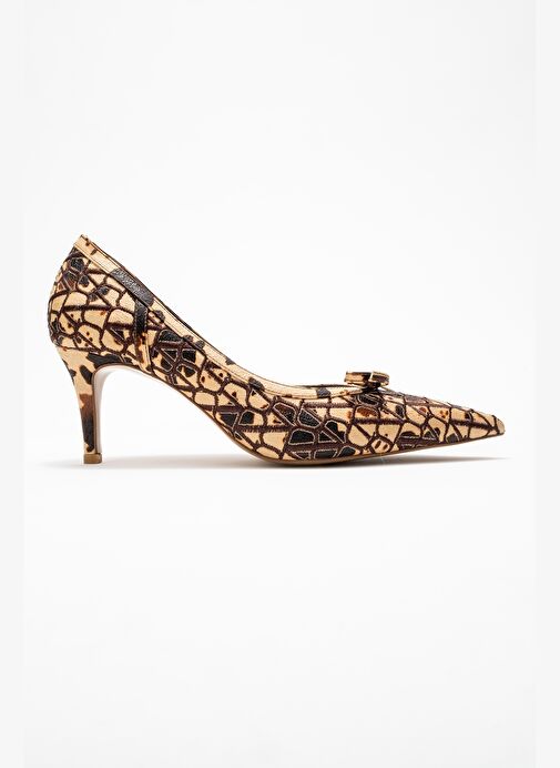 CAMDEN Bej Desenli Fiyonklu Kadın Topuklu Ayakkabı - Görsel 7