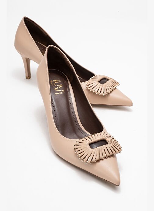 GREAT Bej-Kahverengi Tokalı Kadın Topuklu Ayakkabı - Görsel 2