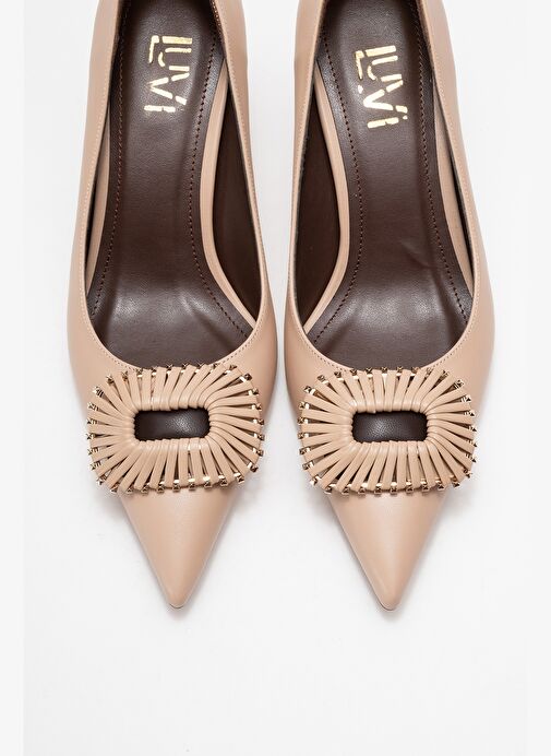 GREAT Bej-Kahverengi Tokalı Kadın Topuklu Ayakkabı - Görsel 3