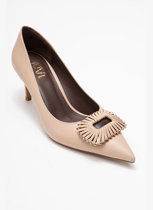 GREAT Bej-Kahverengi Tokalı Kadın Topuklu Ayakkabı - Görsel 4