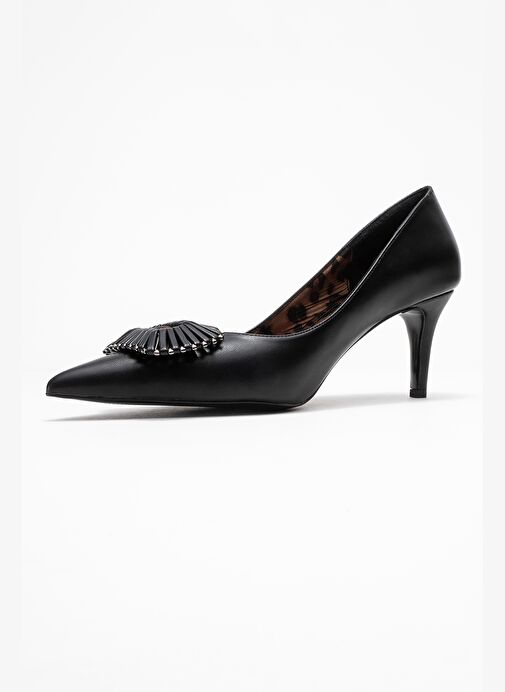 GREAT Siyah-Siyah Desenli Tokalı Kadın Topuklu Ayakkabı - Görsel 5