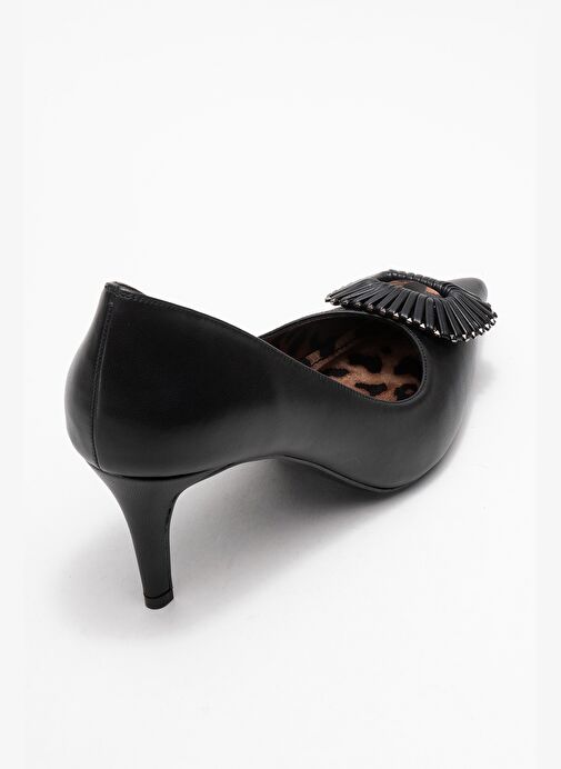 GREAT Siyah-Siyah Desenli Tokalı Kadın Topuklu Ayakkabı - Görsel 6