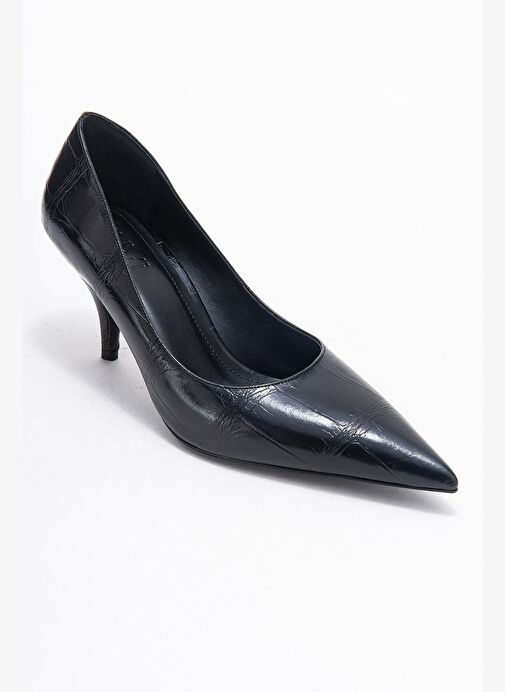 MARCUS Siyah Baskı Kadın Topuklu Ayakkabı - Görsel 4