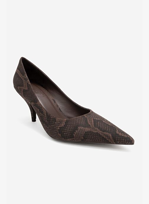 MARCUS Kahverengi Desenli Kadın Topuklu Ayakkabı - Görsel 4