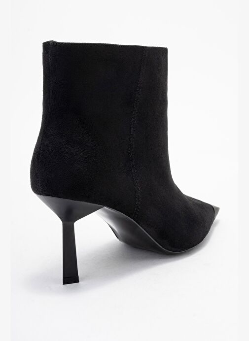 RASSEL Siyah Süet Mat Burunlu Kadın İnce Topuklu Bot - Görsel 6