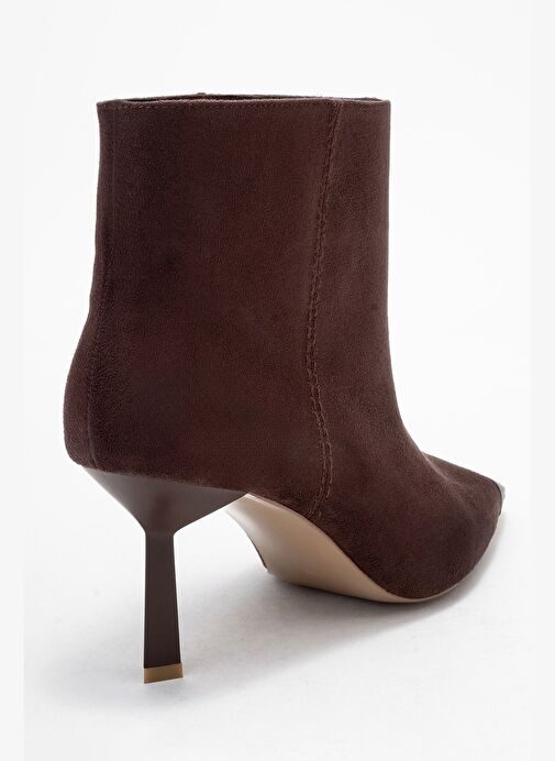 RASSEL Kahverengi Süet Mat Burunlu Kadın İnce Topuklu Bot - Görsel 6