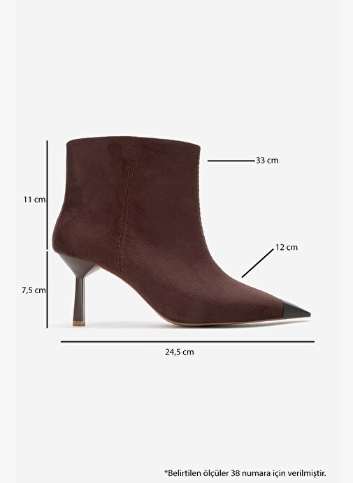 RASSEL Kahverengi Süet Mat Burunlu Kadın İnce Topuklu Bot - Görsel 7