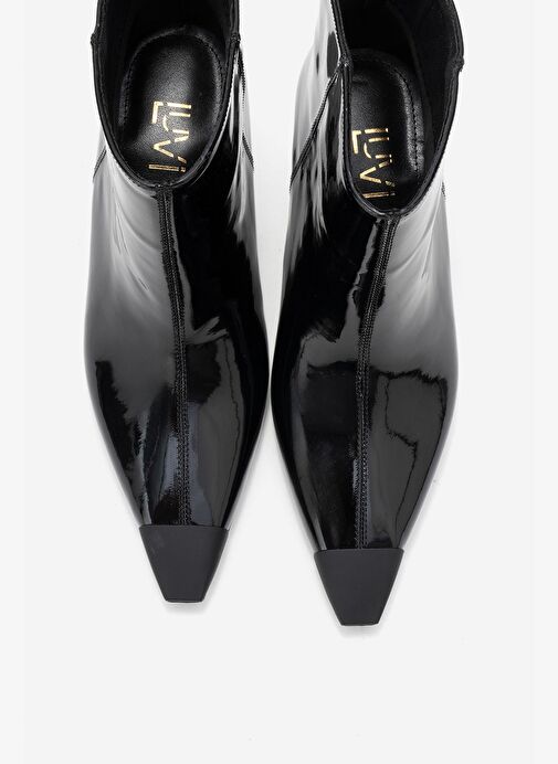 RASSEL Siyah Rugan Mat Burunlu Kadın İnce Topuklu Bot - Görsel 3