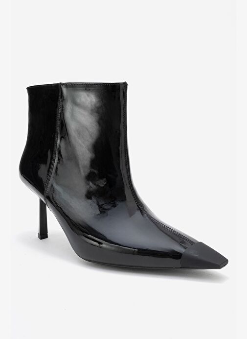 RASSEL Siyah Rugan Mat Burunlu Kadın İnce Topuklu Bot - Görsel 4