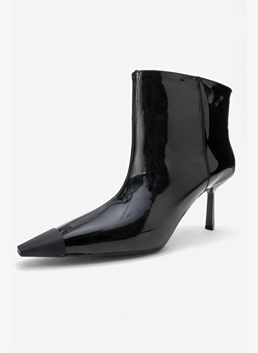RASSEL Siyah Rugan Mat Burunlu Kadın İnce Topuklu Bot - Görsel 5