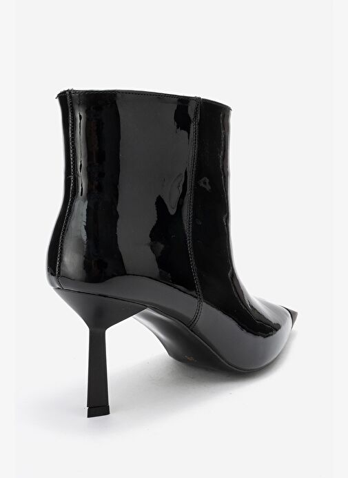 RASSEL Siyah Rugan Mat Burunlu Kadın İnce Topuklu Bot - Görsel 6