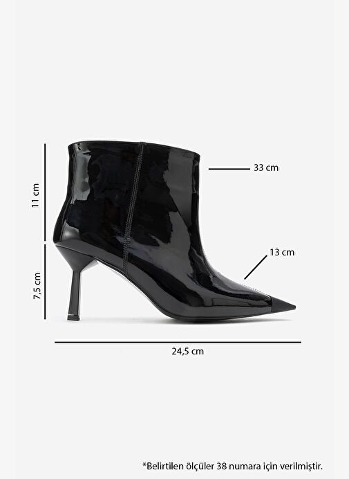 RASSEL Siyah Rugan Mat Burunlu Kadın İnce Topuklu Bot - Görsel 7