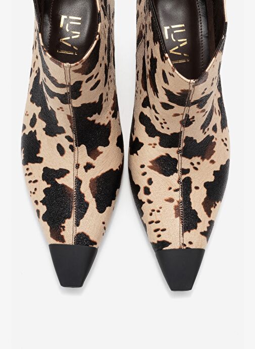 RASSEL Bej Desenli Mat Burunlu Kadın İnce Topuklu Bot - Görsel 3