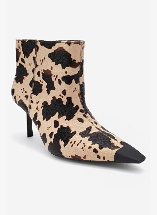 RASSEL Bej Desenli Mat Burunlu Kadın İnce Topuklu Bot - Görsel 4