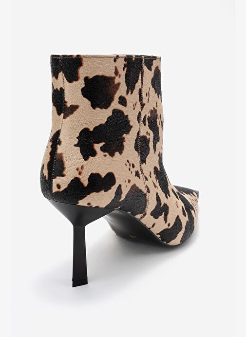 RASSEL Bej Desenli Mat Burunlu Kadın İnce Topuklu Bot - Görsel 6