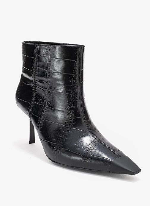 RASSEL Siyah Baskı Mat Burunlu Kadın İnce Topuklu Bot - Görsel 4