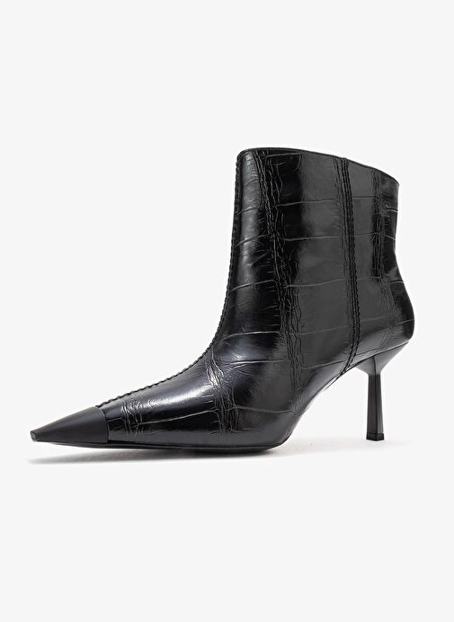 RASSEL Siyah Baskı Mat Burunlu Kadın İnce Topuklu Bot - Görsel 5