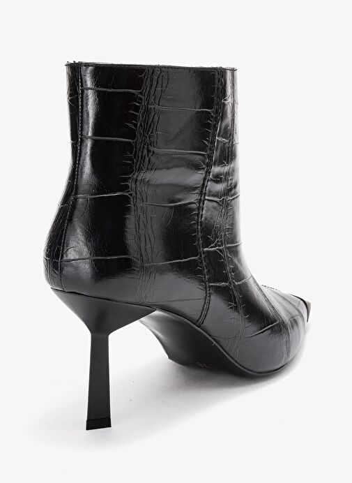 RASSEL Siyah Baskı Mat Burunlu Kadın İnce Topuklu Bot - Görsel 6