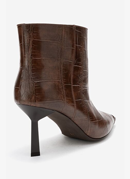 RASSEL Kahverengi Baskı Mat Burunlu Kadın İnce Topuklu Bot - Görsel 6