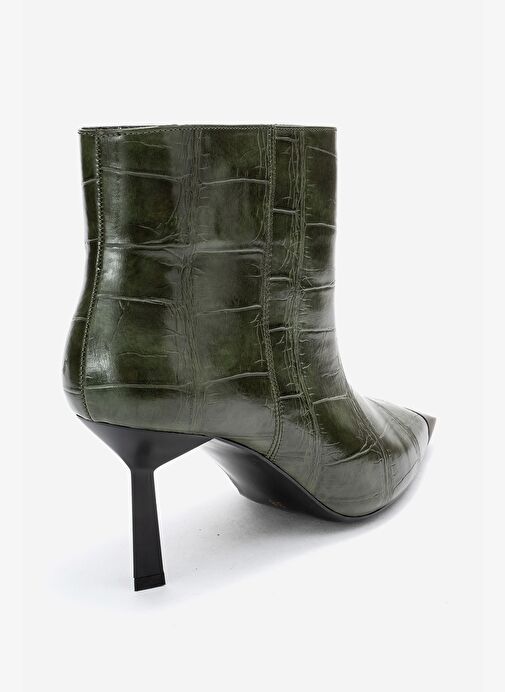 RASSEL Yeşil Baskı Mat Burunlu Kadın İnce Topuklu Bot - Görsel 6