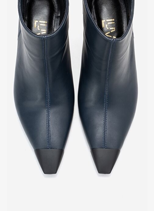 RASSEL Lacivert Cilt Mat Burunlu Kadın İnce Topuklu Bot - Görsel 3