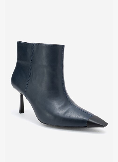 RASSEL Lacivert Cilt Mat Burunlu Kadın İnce Topuklu Bot - Görsel 4