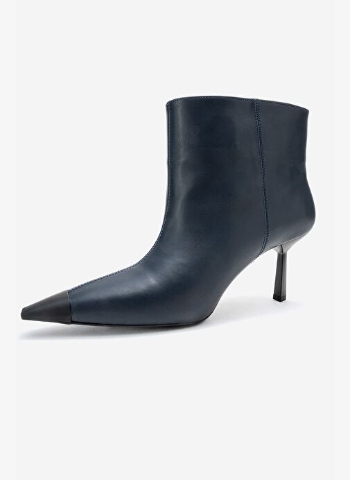 RASSEL Lacivert Cilt Mat Burunlu Kadın İnce Topuklu Bot - Görsel 5