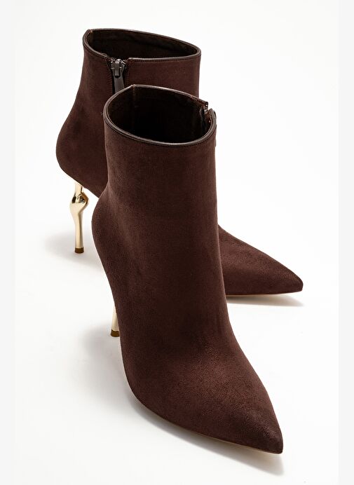 CRISTA Kahverengi Süet Sivri Burunlu Kadın Topuklu Bot - Görsel 2