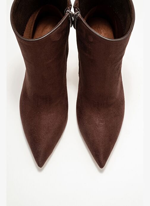 CRISTA Kahverengi Süet Sivri Burunlu Kadın Topuklu Bot - Görsel 3