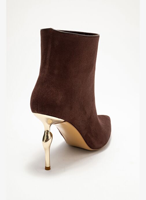CRISTA Kahverengi Süet Sivri Burunlu Kadın Topuklu Bot - Görsel 6