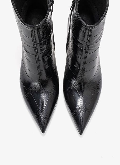 CRISTA Siyah Baskı Sivri Burunlu Kadın Topuklu Bot - Görsel 3
