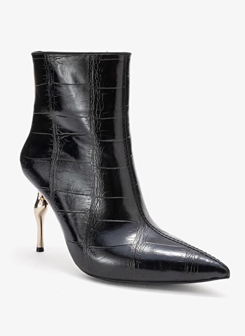 CRISTA Siyah Baskı Sivri Burunlu Kadın Topuklu Bot - Görsel 4