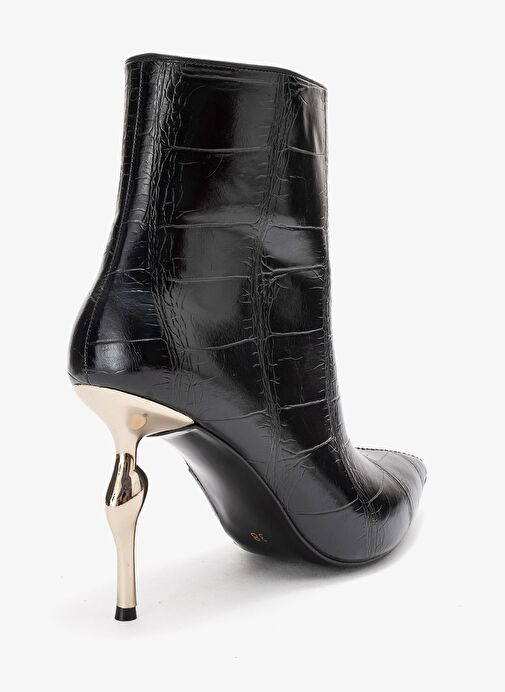 CRISTA Siyah Baskı Sivri Burunlu Kadın Topuklu Bot - Görsel 6