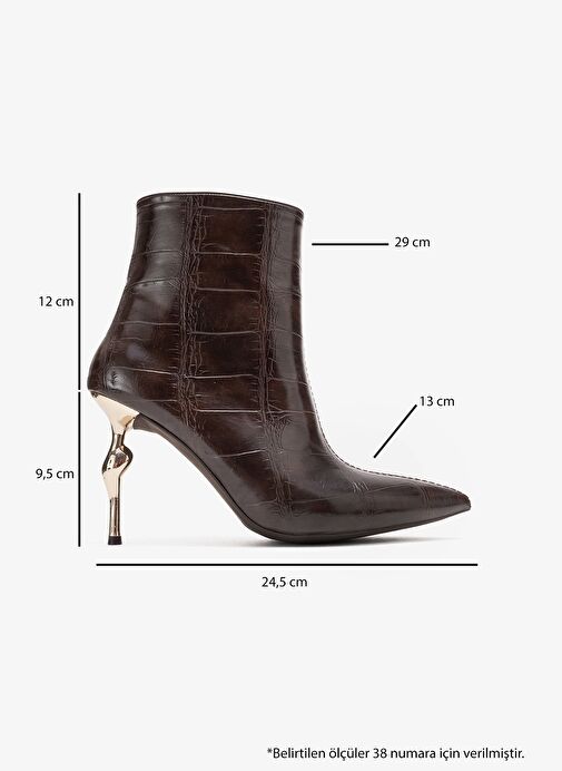 CRISTA Kahverengi Baskı Sivri Burunlu Kadın Topuklu Bot - Görsel 7