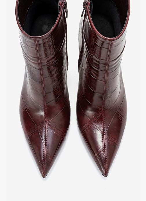 CRISTA Bordo Baskı Sivri Burunlu Kadın Topuklu Bot - Görsel 3