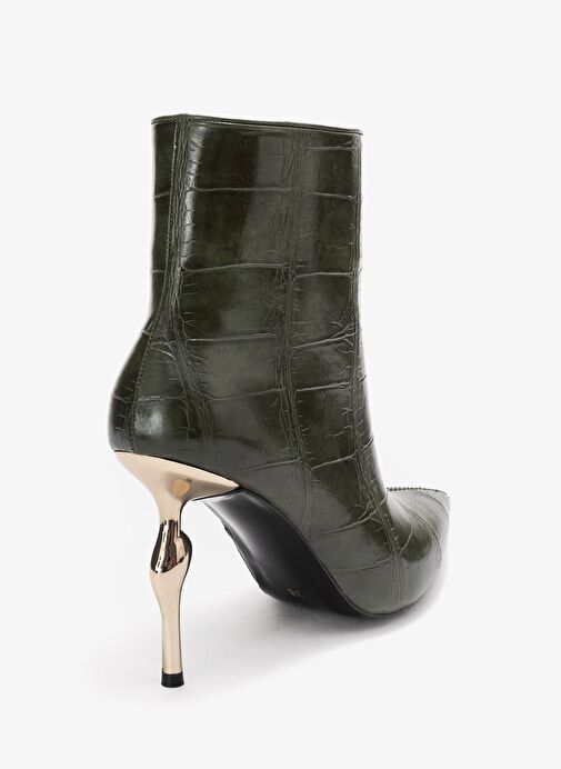 CRISTA Yeşil Baskı Sivri Burunlu Kadın Topuklu Bot - Görsel 6
