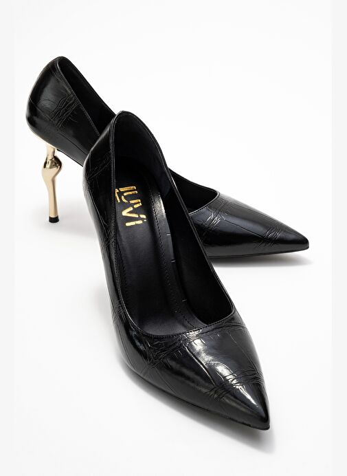 HUDSON Siyah Baskı Kadın Topuklu Ayakkabı - Görsel 2