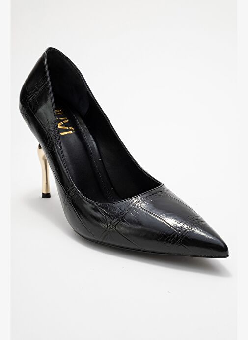 HUDSON Siyah Baskı Kadın Topuklu Ayakkabı - Görsel 4