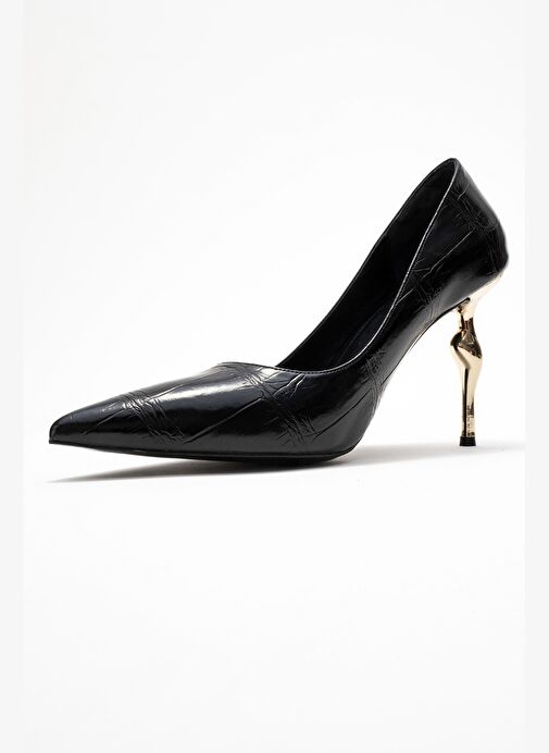 HUDSON Siyah Baskı Kadın Topuklu Ayakkabı - Görsel 5