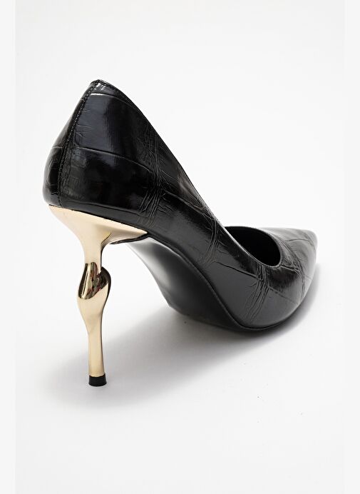 HUDSON Siyah Baskı Kadın Topuklu Ayakkabı - Görsel 6