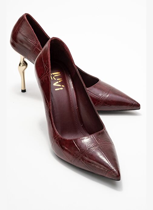 HUDSON Bordo Baskı Kadın Topuklu Ayakkabı - Görsel 2