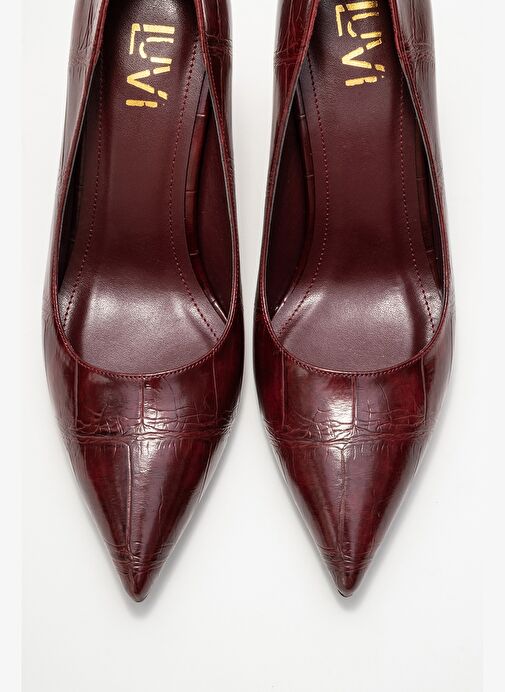 HUDSON Bordo Baskı Kadın Topuklu Ayakkabı - Görsel 3