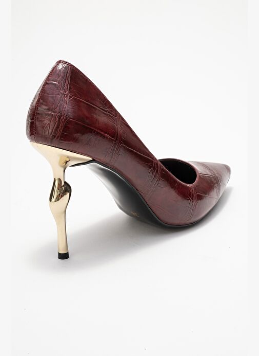 HUDSON Bordo Baskı Kadın Topuklu Ayakkabı - Görsel 6