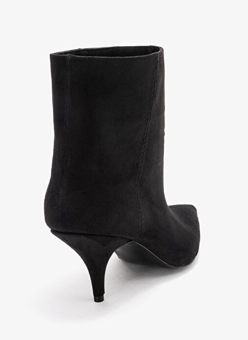 NUVIA Siyah Süet Sivri Burunlu Kadın Topuklu Bot - Görsel 6