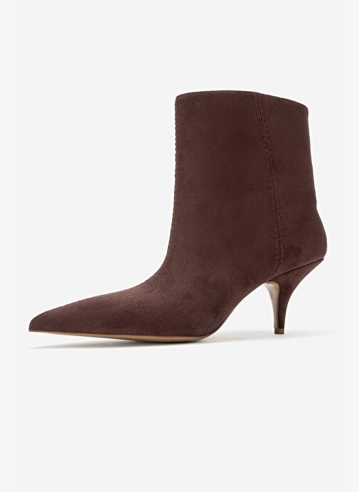 NUVIA Kahverengi Süet Sivri Burunlu Kadın Topuklu Bot - Görsel 5